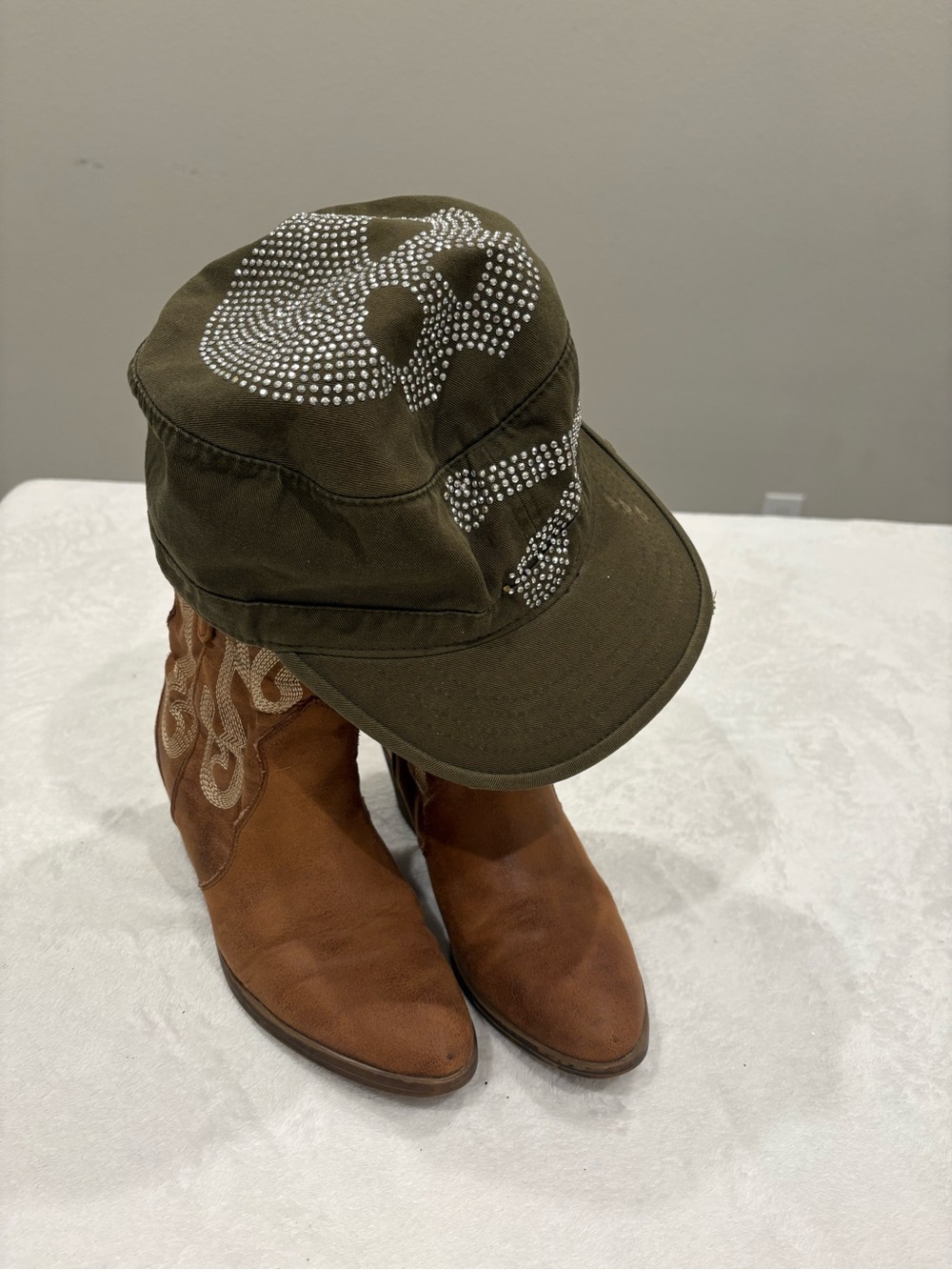 Rhinestone Camo Military Hat /Coastal Cowgirl/Festival Y2K